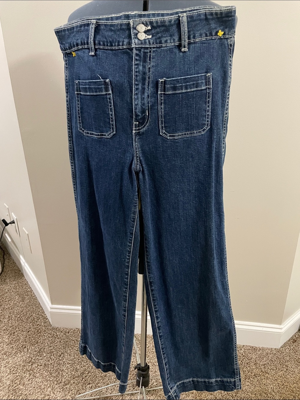 Old Navy Dark Blue Wide Leg Jeans with Front Patch Pockets